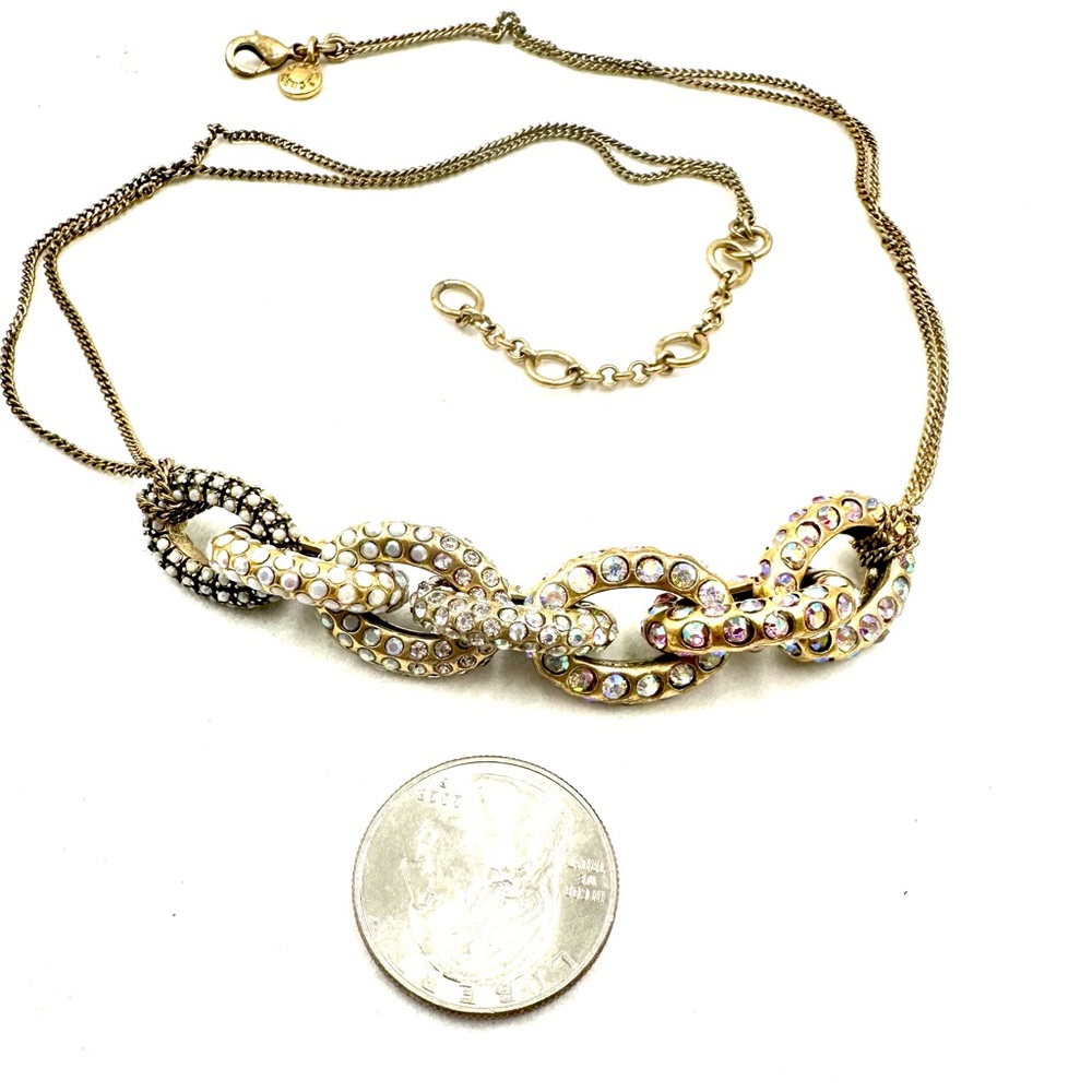 J. CREW PAVE CRYSTAL Aurora Borealis DOUBLE STRAND NECKLACE - Picture 7 of 8